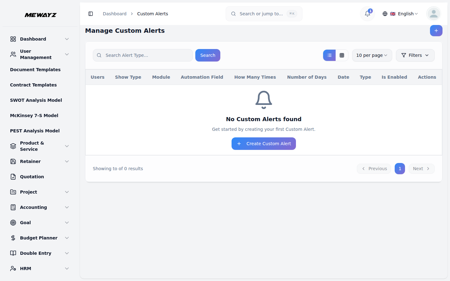Custom alerts — set conditions and receive real-time notifications
